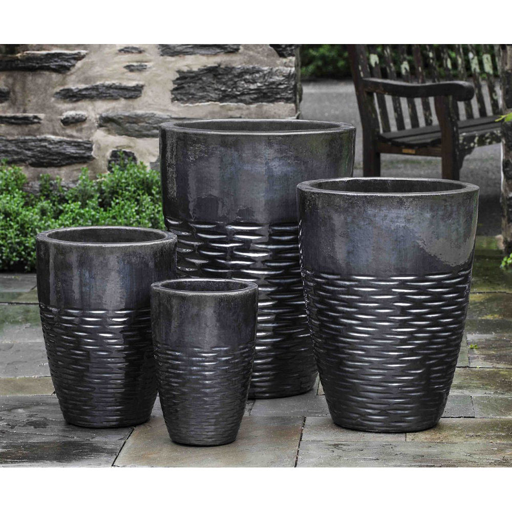 Tall Planters Outdoor Indoor – Specked Black Flower Plant Pots, 20