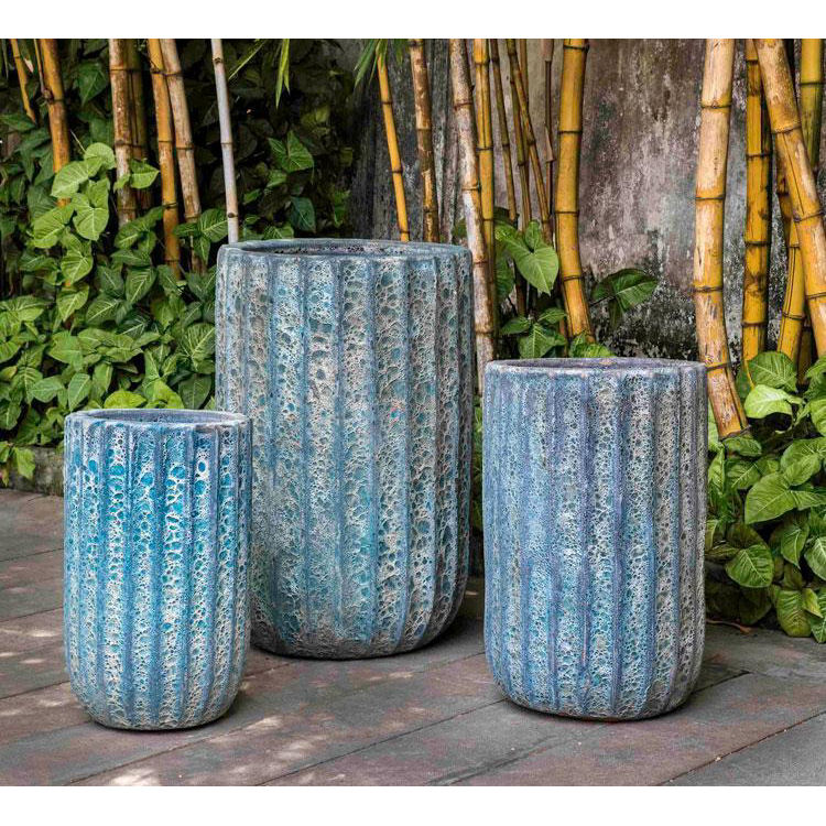 Ceramic Maris Tall  Planter Aqua  Blue Coral Kinsey Garden 