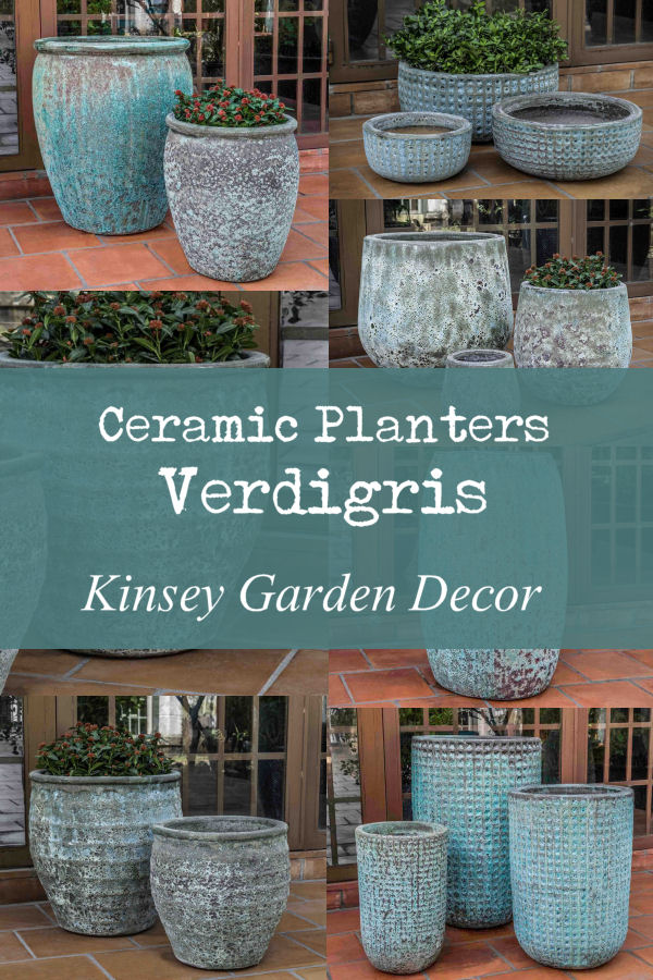 Paraiso Ceramic Planters Verdigris Green