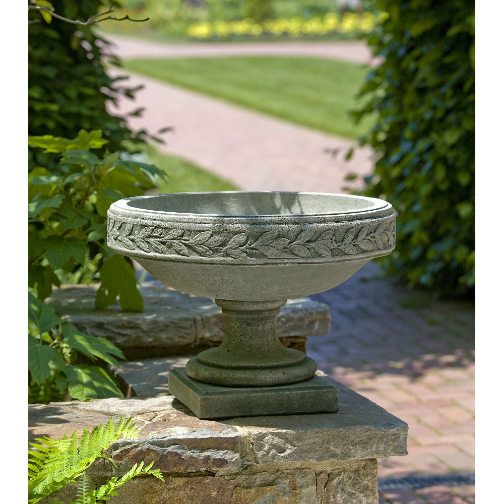 Longwood Laurel Banded Urn on Pedestal Set Kinsey Garden Decor