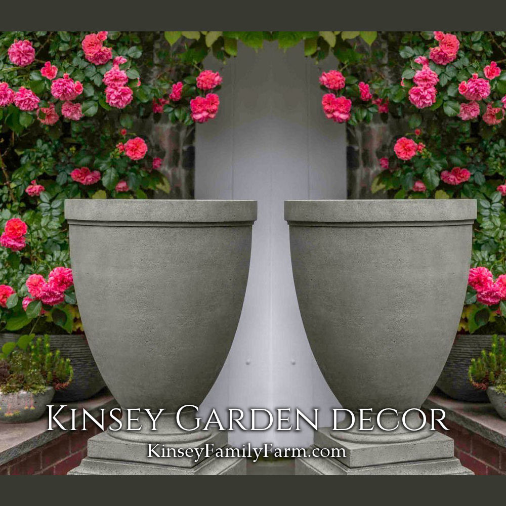 Weave Cast Stone Tall Round Planters Set Kinsey Garden Decor