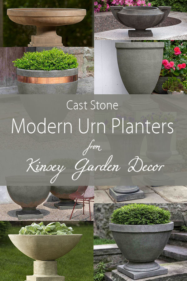 Moderne Tapered Tall Cast Stone Planter Kinsey Garden Decor