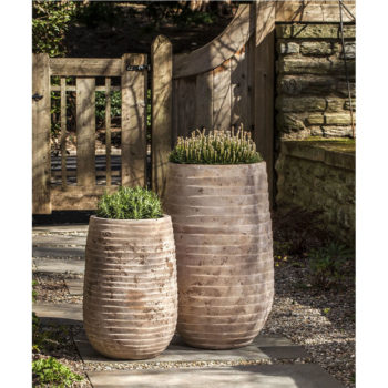Madera Tall Planters  Tall Ribbed Pottery Planters